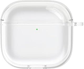 Transparent TPU Protective Case for Apple AirPods 4, Wireless Charging, Shockproof, Carabiner Included, Full Protection