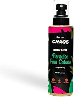Chaos Body Mist - Paradise Pina Colada, Long Lasting Tropical Fragrance, 250 ml | Safe Body Spray for Women & Teens | Refreshing Tropical Scent Leaves Skin Soft & Moisturized