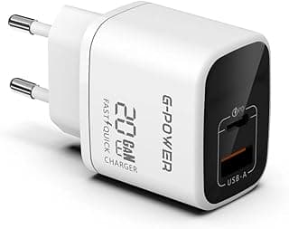 شاحن من جي باور بتقنية USB، متوافق مع آيفون 14 وسامسونج جالاكسي وجوجل بكسل، بمنفذين