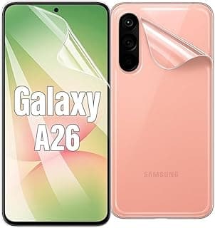 واقي شاشة هيدروجيل أمامي وخلفي متوافق مع سامسونج Galaxy A26 – شفاف عالي الدقة، مقاوم للأتربة، بدون فقاعات، سهل التركيب، تغطية كاملة – ليس زجاجاً