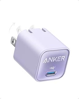 شاحن من أنكر بمنفذ USB متوافق مع آيفون 14 و13 وجالاكسي بمنفذ واحد بقوة 30 واط مع شحن سريع وتقنية GaN وقابل للطي