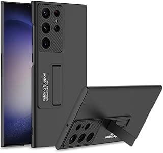 جراب موبايل متوافق مع سامسونج جالاكسي S24 Ultra 5G من GKK مقاوم للصدمات مع مسند - أسود