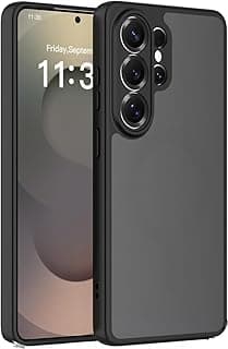 جراب لهاتف سامسونج Galaxy S26 Ultra، كريستال مطفي غير قابل للاصفرار، حماية بمعايير عسكرية، غطاء حماية مقاوم للصدمات مع حماية للكاميرا لهاتف سامسونج S26 Ultra (مطفي وإطار اسود)