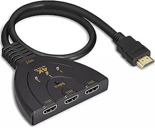 محول 3 منافذ HDMI 4K، محول 3 × 1 يدعم التبديل التلقائي الترا HD ثلاثي الابعاد HDR فل HD 1080 بكسل HDCP، موزع سبليتر HDMI متوافق مع اجهزة ابل، روكو، فاير تي في ستيك HDTV PS4 Xbox