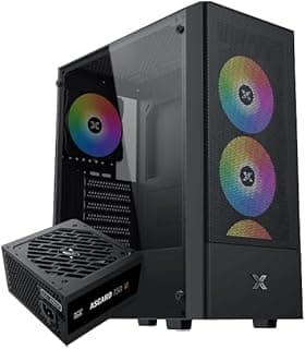 صندوق كمبيوتر XIGM.ATEK Hero II Air ATX مع 4 مراوح ARGB، لوحة جانبية زجاج مقوى، باور سبلاي XIGMATEK Asgard 750W 80+ Bronze، شبكة تهوية أمامية للألعاب والتجميعات