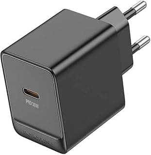 BAS15A شاحن حائط 30 وات PD USB-C – شاحن سريع، منفذ واحد، شاحن سفر مدمج - أسود
