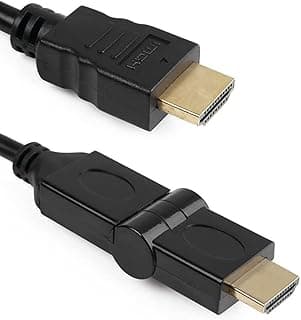 كابل KX-2510 HDMI عالي السرعة ذكر إلى ذكر) مع دوران 180°، يدعم 10.2 جيجابت في الثانية من كيندكس بطول 1 م - لون أسود ويدعم ايثرنت