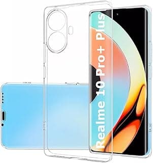 جراب متوافق مع Realme 10 Pro+ Plus 5G شفاف كريستالي من السيليكون المرن TPU مضاد للخدش مع حماية للكاميرا - شفاف