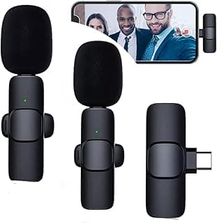 مايكروفون K9 لاسلكي مزدوج بمنفذ Type-C متوافق مع أندرويد، 1 مستقبل يدعم 2 مايكروفون، خاصية تقليل الضوضاء، للتسجيل والمقابلات والفلوج واليوتيوب وتيك توك وفيسبوك