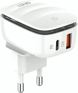A2425C Fast Charger 20W With 2 Ports PD+QC3.0 , Night Lamp , Compatible With All Devices , With Type-C To lightning Cable 1M - White