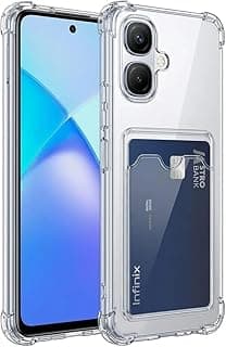 Case Compatible with Infinix Smart 10 Soft TPU Bumper with Card Holder Slim Fit Anti-Scratch Shockproof Protective Phone Cover