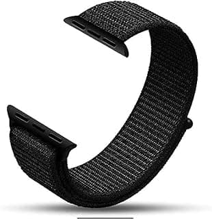 Premium Nylon Watch Bracelet Compatible with Apple Watch 42mm 44mm 45mm 46mm 49mm Series 1-11, Durable Sport Loop Strap - Black