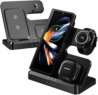 Wireless Charger for Samsung,3 in 1 Fast Wireless Charging Station for Samsung Galaxy S24 S23 Ultra S22 S21 Z Fold5/4 Z Flip5/4,Wireless Watch Charger Galaxy Watch 6 Classic 5pro/4,Galaxy Buds - Black