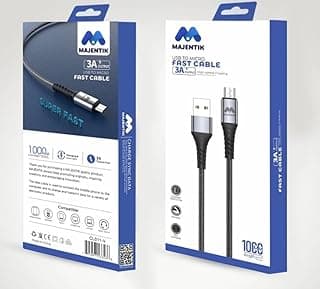 كابل شحن سريع USB إلى Micro، مخرج 3A عالي السرعة، أسود، مجدول، طول 1 متر