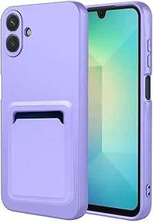 جراب سيليكون ناعم مع حامل بطاقات متوافق مع سامسونج Galaxy A07، جراب محفظة بتصميم عصري (لافندر)
