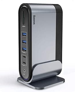17-in-1 USB C Docking Station 4K HDMI*3 for Transfer to 3 Monitors with 100W PD USB-C Port, USB 3.0 x 5, LAN, SD/TF Card Reader, Audio Port, Rose Gold for Windows, Mac Laptop