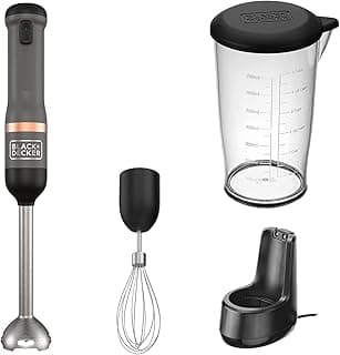 خلاط يدوي لاسلكي Black & Decker 7.2 فولت مع كوب قياس 700 مل ومضرب، يشمل قاعدة شحن وشاحن مغناطيسي، BCKM1012KB GB، رمادي