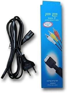 حزمة كابلات PS (فيديو + طاقة): كابل RCA وكابل طاقة متوافق مع PS1، PS2، PS3، حزمة بلايستيشن: كابل 3-RCA AV وسلك طاقة ثنائي الأطراف