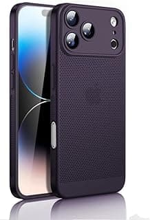 جراب لهاتف iPhone 17 Pro مقاس 6.3 بوصة، جراب تشتيت حرارة مع حماية مدمجة لعدسة الكاميرا، تصميم نحيف وجيد التهوية ومضاد للبصمات، غطاء خلفي صلب PC مضاد للصدمات (أرجواني)
