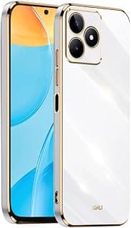 جراب لـ OPPO Realme Note 50، مقاوم للصدمات، سيليكون ناعم TPU، تصميم فاخر وأنيق، إطار مطلي (أبيض)
