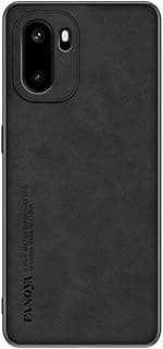 Case Cover Compatible with OnePlus Ace 6 / OnePlus 15R – Shockproof PU Leather Matte Hard Back Cover with Carbon Fiber Texture and Sheep Skin Leather Bumper – Black