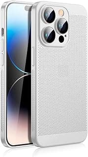 Case For iPhone 15 Pro 6.1-Inch Heat Dissipation Case with Built-in Camera Lens Protector Slim Fit Breathable Cooling Anti-Fingerprint Hard PC Back Shockproof Cover - White
