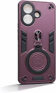 Case Compatible with Vivo V60 lite 5G / 4G Dual Layer Shockproof Cover with 360° Rotating Ring Kickstand and Magnetic (Red WINE)