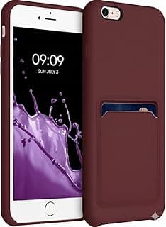 Soft Silicone Case Cover with Card Holder Phone Case Compatible with iPhone 6 Plus / 6S Plus, Fashion Soft Design Wallet Case (Wine Red)
