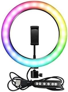 ضوء حلقي وامض LED RGB‏ MJ33‏ للموبايل الذكي والكاميرا وفيديو يوتيوب، 112/A