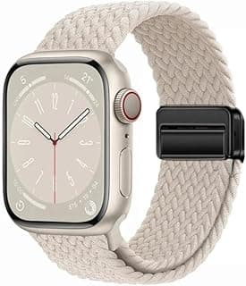 سوار رياضي Solo Loop متوافق مع iWatch Series 1/2/3/4/5/6/7/8/9/10/Ultra/2 مقاس 42/44/45/46/49mm للرجال والنساء، سوار نايلون مضفر مغناطيسي قابل للتعديل