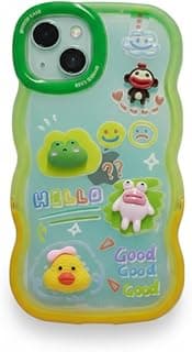 Case Compatible with iPhone 14, Wave Frame Shape Shock Absorption Grily Case with Stand, Cute Cartoon Design for Kids, Teens, Little Girls, Women (Style7)