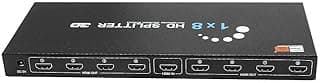 موزع HDMI من 1 إلى 8 مع كشف تلقائي ومحول طاقة