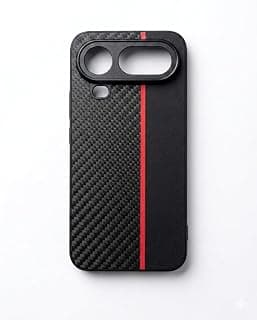 Case Cover Compatible with Honor Magic 8 Pro Air – Shockproof Carbon Fiber PU Leather Back Cover with TPU Edges, Scratch-Resistant Design – Black with Red Stripe