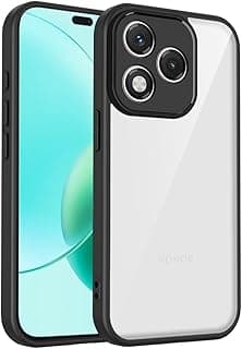 Case For Honor 600 Lite 5G, Protection Rugged Brushed Shockproof Case - Case Slip-Resistant With Ultra Protection For Camera - Black Edges Transparent Back