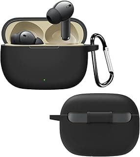 جراب سيليكون متوافق مع Realme Buds T300، تصميم رائع ناعم لامتصاص الصدمات ومضاد للأتربة يوفر حماية فعالة (أسود)