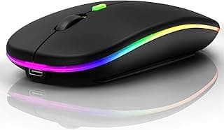 Wireless Bluetooth Mouse, 2.4G and Bluetooth 5.2 Ergonomic Rechargeable USB Optical Mouse, 3 Adjustment DPI，1600 DPI Dual Mode Silent Wireless Mouse for Mac，Laptop, PC, Windows (Black)