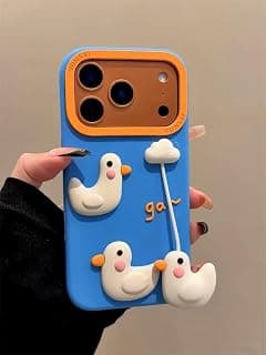 Ecosystem Premium Soft Silicone Case 3D Cartoon for iPhone 17 Pro Max Shockproof Full Protection,Fun Aesthetic Cover, Cute Cartoon Women Girls Kids For Phone 17 Pro Max (Blue Duck)