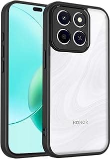 Jumo Magic-Mask Case Compatible with Honor X6C Cover Military-Grade Shockproof, Anti-Yellowing Transparent, Camera Protection, Slim Acrylic Silicone, Black Frame