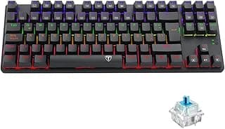 T-DAGGER TGK313 Mechanical Keyboard - Blue Switch - Wired USB - Rainbow RGB - English & Arabic - Black