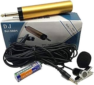 ميكروفون من دي جي، موديل DJ-3001، سلكي، مع تصميم بمشبك وكابل 10 متر، متوافق مع ميكسر أوديو