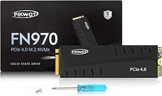محرك أقراص صلبة داخلي FN970 سعة 4 تيرابايت بمنفذ M.2 2280، واجهة PCIe Gen4 x4 NVMe 1.4 ومشتت حراري، سرعات تصل 7,400 ميجا/ث، ذاكرة تخزين مؤقت درام قابلة للتهيئة، متوافق مع هارد SSD لـ PS5 من فيكوت