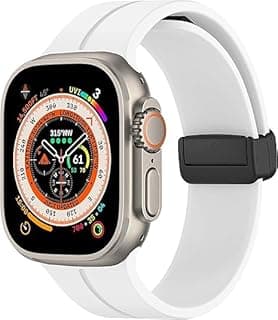 Magnetic Sport Silicone Strap for Apple Watch Ultra Band, 49mm, 45mm, 44mm, 46mm, 42mm, Series 10/9, 8/7/6/5/4/3/SE 2nd Gen.