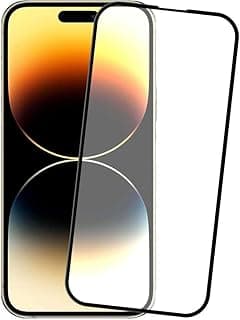 شاشة حماية من الزجاج المقسى بحافة سوداء من Next Store متوافقة مع iPhone 14 Pro بدرجة صلابة 2.5 بدقة عالية HD وتغطية كاملة و جودة حماية عالية ، (شفاف) (شفاف)