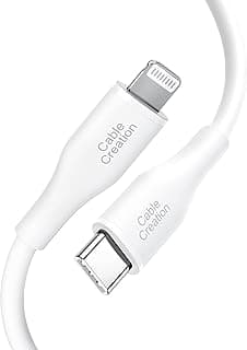 CableCreation USB C to Lightning Cable 6FT [Apple MFi Certified], iPhone Charger Cable Silicone USB-C Power Delivery Fast Charging Cord Compatible for iPhone 13/12 Pro Max/12/11/X/XS/8 Plus, White