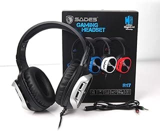R17 Gaming Headset Wired 3.5mm Over-Ear with Mic Volume Control for PC/XboxOne/PS4 black/silver