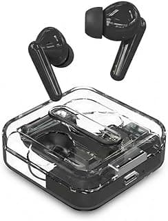 W41 Wireless Earbuds Bluetooth 5.3, Stereo Sound, 8 Hours Battery, Built-in Microphone, Transparent Design, Type-C Charging, Black