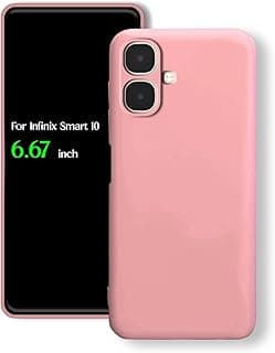غطاء خلفي سيليكون لهاتف Infinix Smart 10، حماية للكاميرا من الصدمات (6.67 بوصة) (وردي)