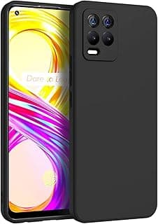 جراب سيليكون متوافق مع اوبو Realme 8 (4G) / Pro، جراب سيليكون ناعم مقاوم للصدمات بلمسة مطفية وبطانة قماش داخلية (أسود)