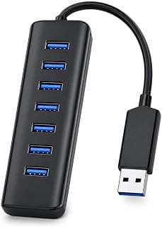 موزع USB 3.0 بـ 7 منافذ، سرعة 5Gbps، متوافق مع اللابتوب والكمبيوتر، تصميم نحيف