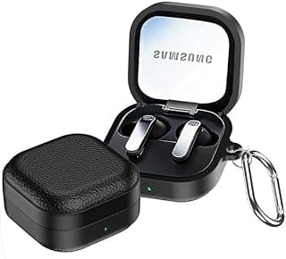 Leather-Texture TPU Case for Samsung Buds 4 / Buds 4 Pro (2026 Release) – Shockproof Protective Cover with Keychain, Slim & Stylish for Women & Men (Black)
